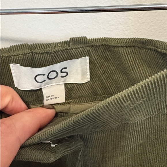 COS Olive Green Corduroy Barrel Leg Pants - Picture 3 of 6